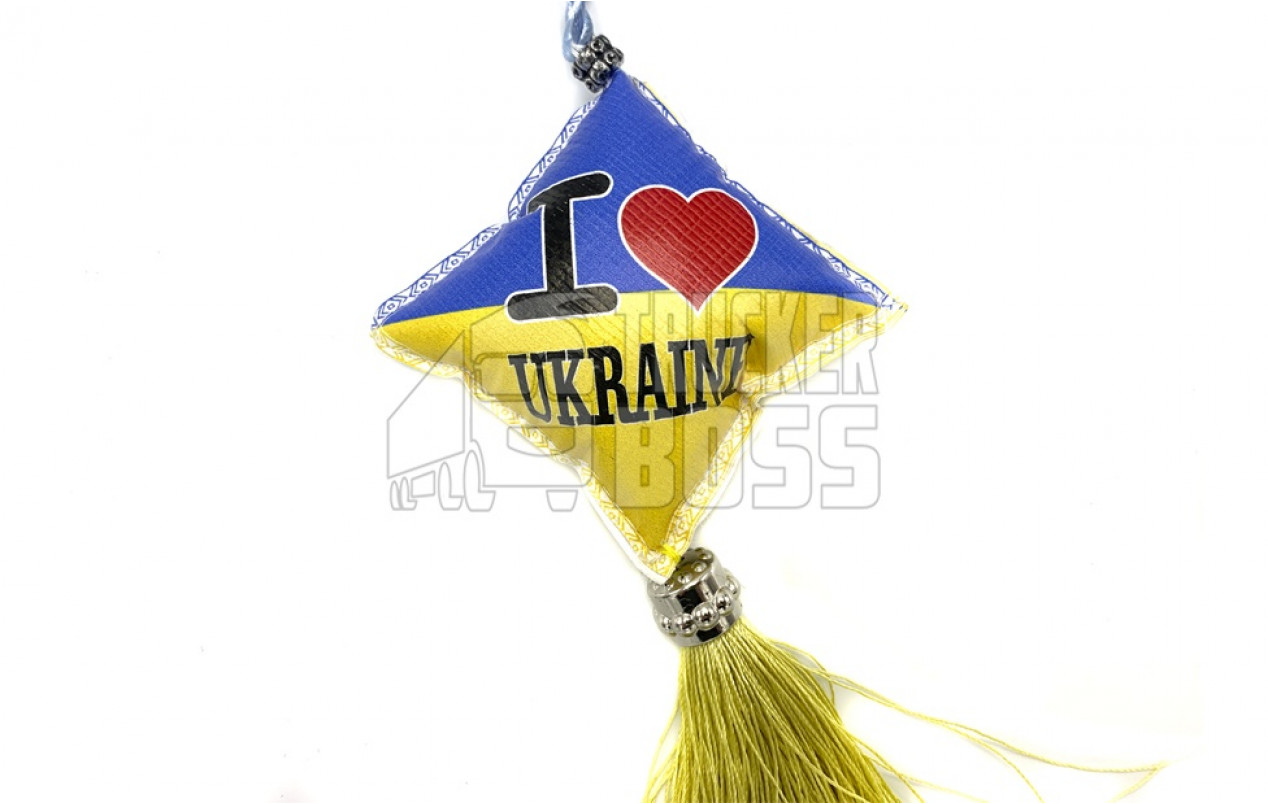 Декоративна подушка-китиця "I LOVE UKRAINE"