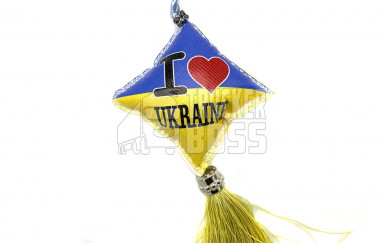 Декоративна подушка-китиця "I LOVE UKRAINE"