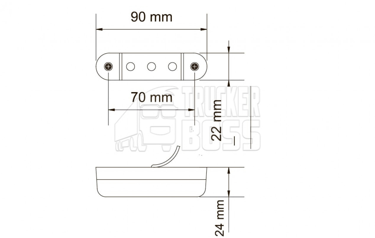 Фонарь габаритный Красный 24v 3LED Carmos