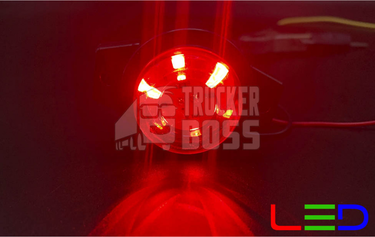 Габаритный фонарь круглый Красный 12-24v 6LED FR