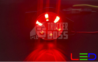 Габаритный фонарь круглый Красный 12-24v 6LED FR