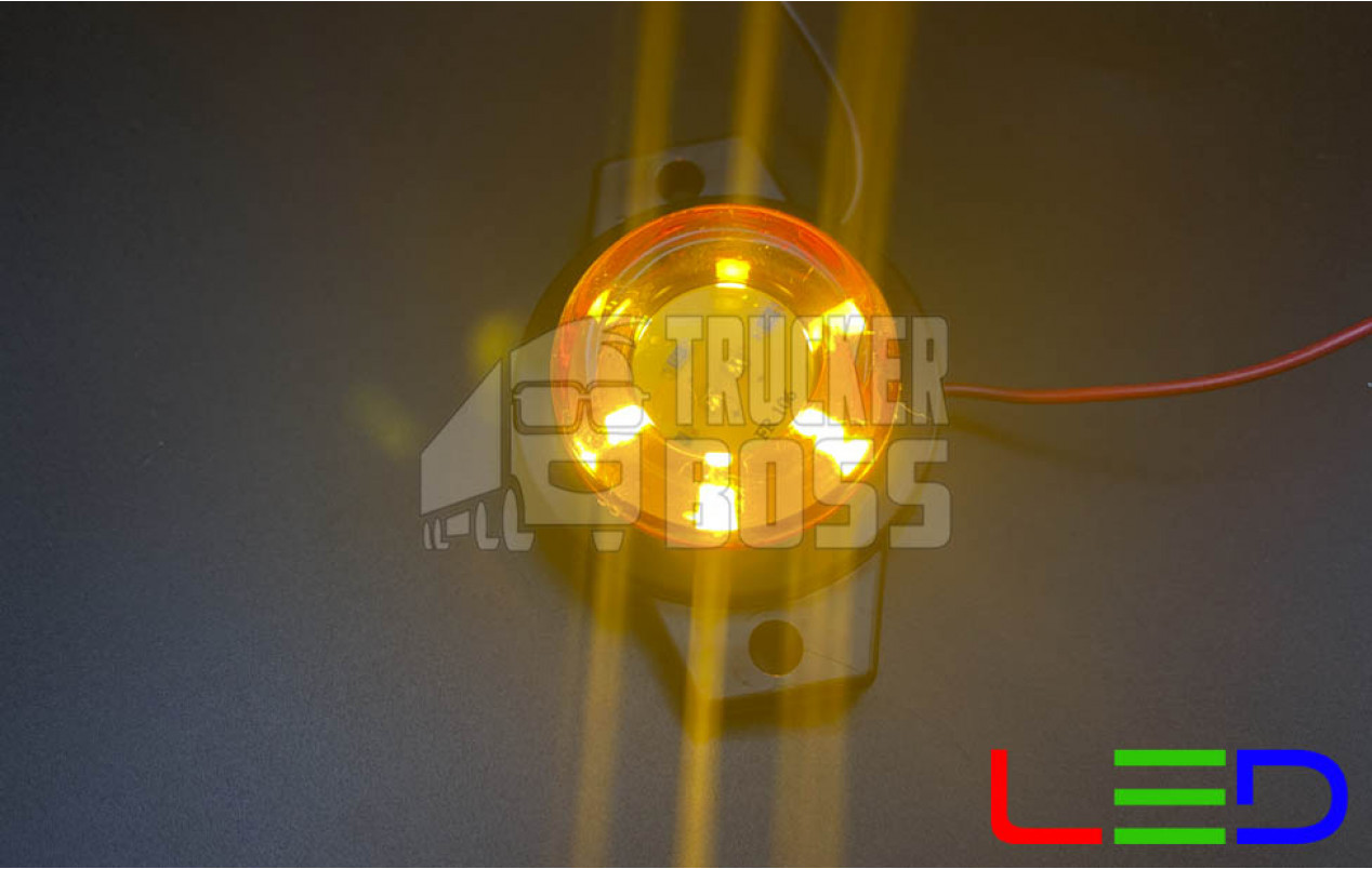 Габаритный фонарь круглый Желтый 12-24v 6LED FR
