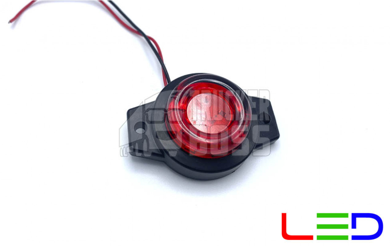 Габаритный фонарь круглый Красный 12-24v 9LED FR
