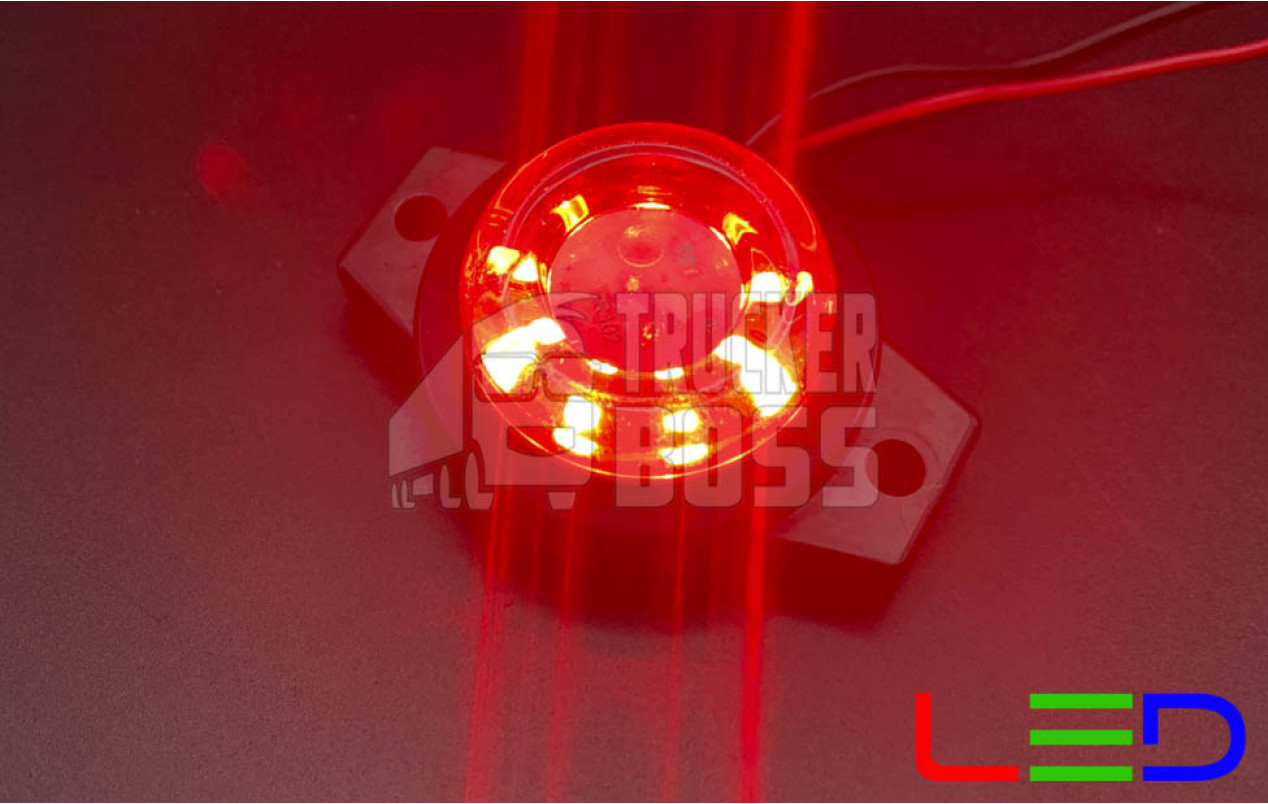 Габаритный фонарь круглый Красный 12-24v 9LED FR