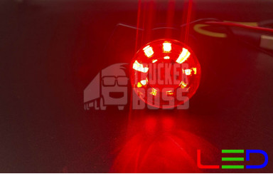 Габаритный фонарь круглый Красный 12-24v 9LED FR