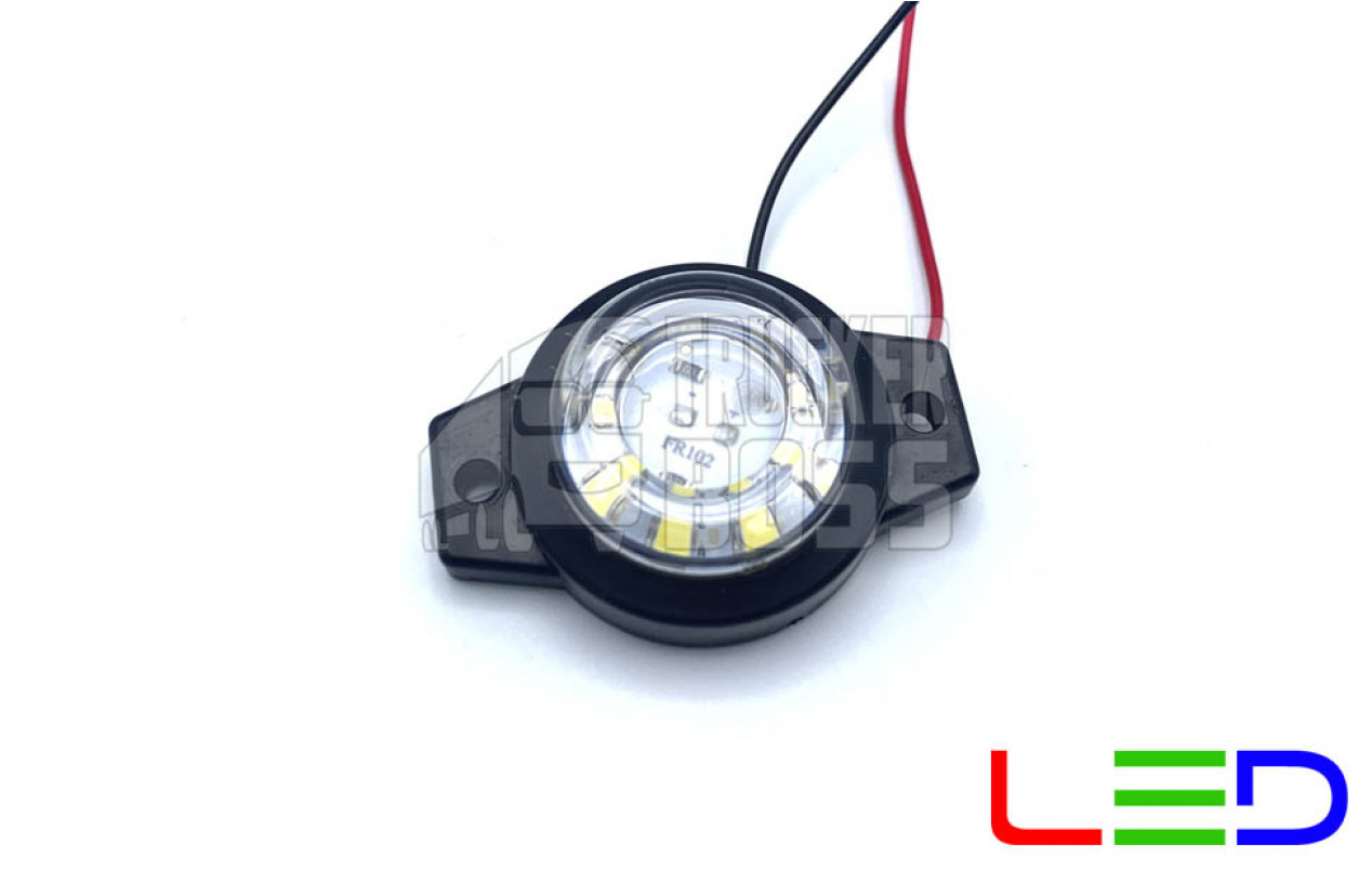 Габаритный фонарь круглый Белый 12-24v 9LED FR