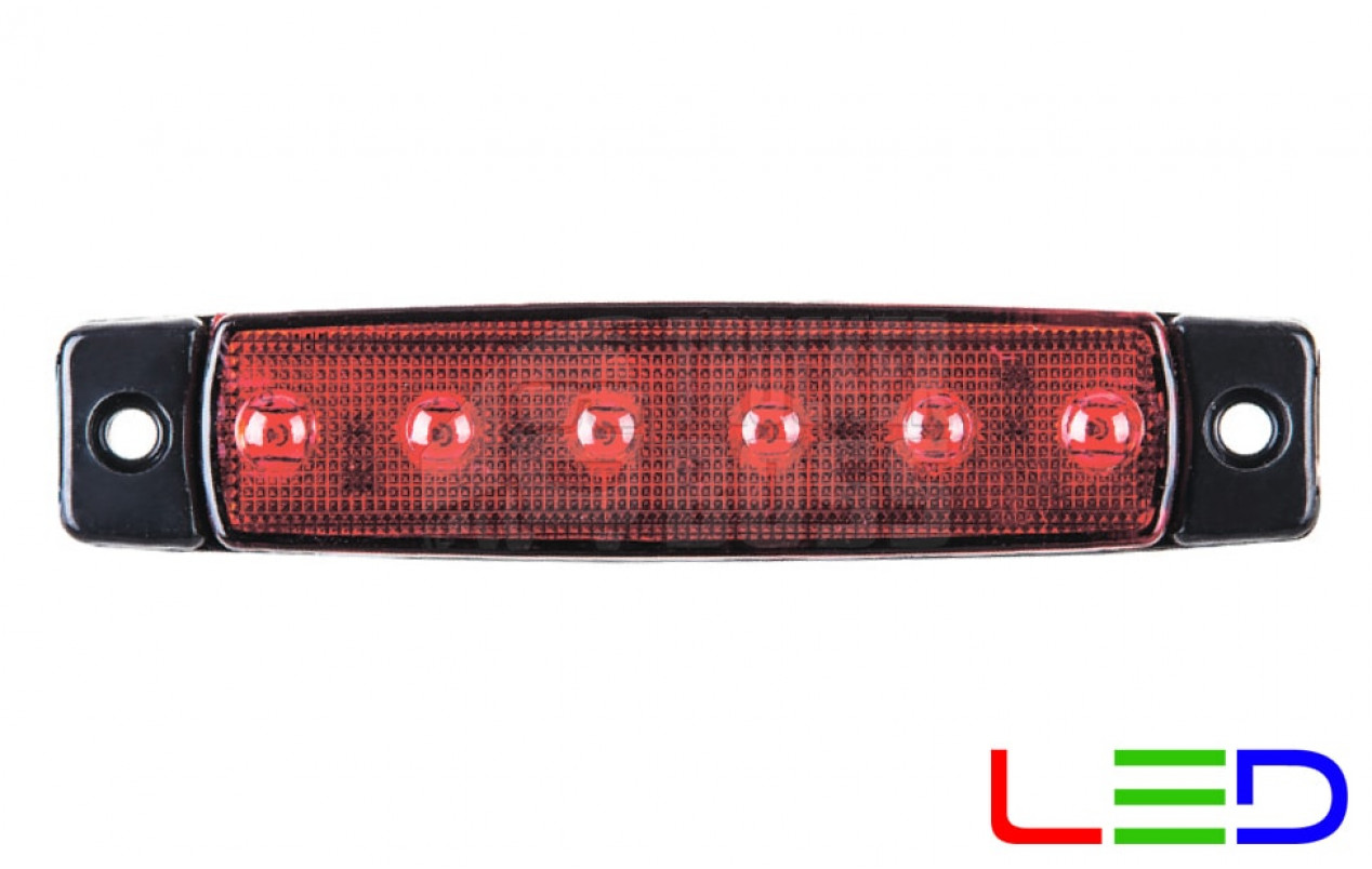 Габаритный фонарь Красный 12-24v 6LED FR
