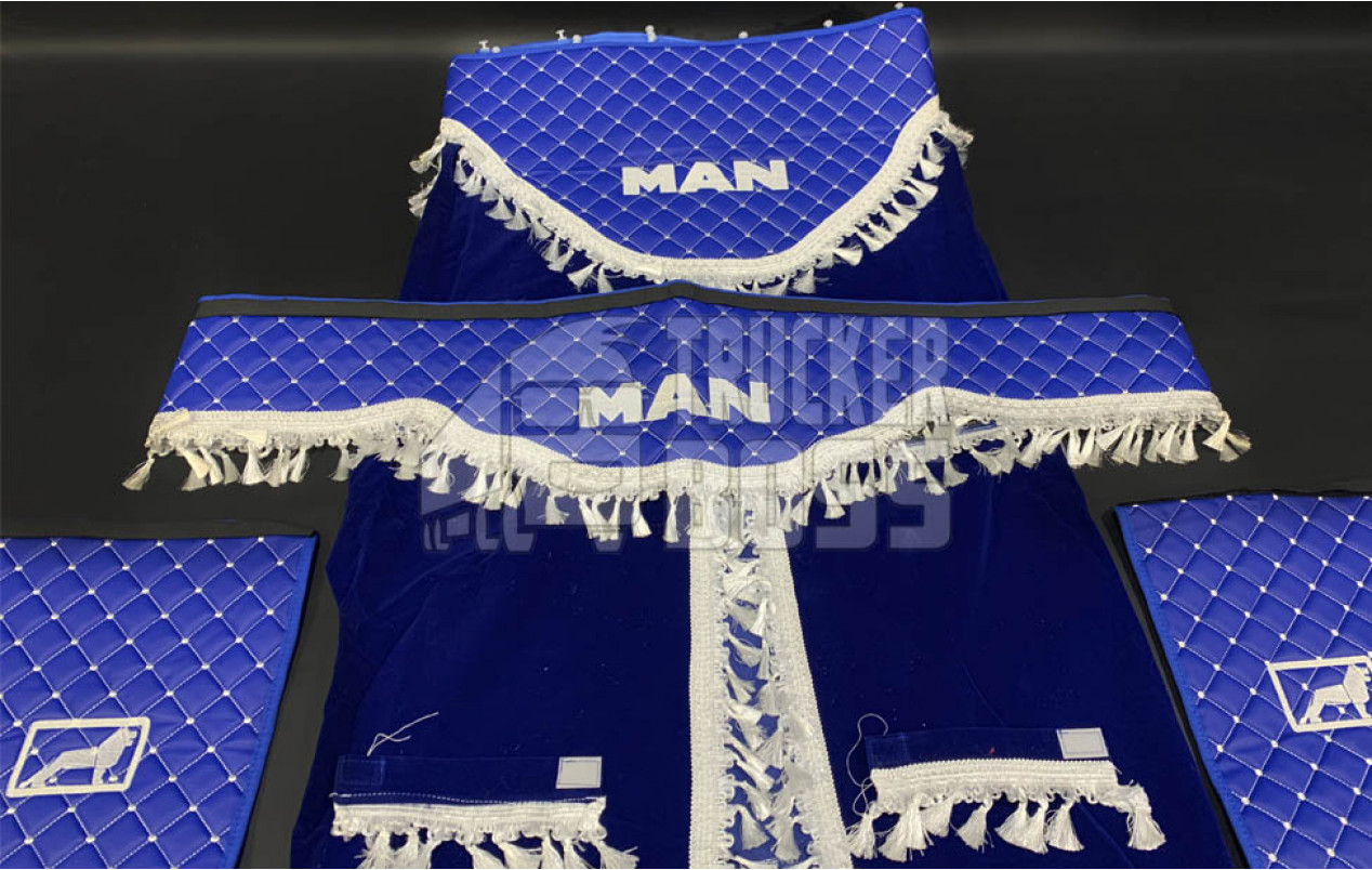 Комплект штор эко-кожа "MAN" Синий PREMIUM