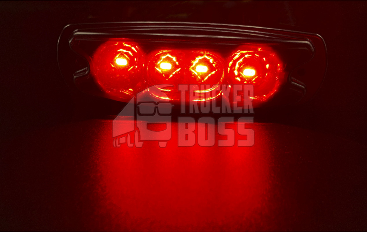 Габаритный фонарь хром, Красный 24v 4LED NOKTA