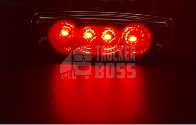 Габаритный фонарь хром, Красный 24v 4LED NOKTA