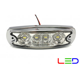 Габаритный фонарь хром, Белый 24v 4LED NOKTA