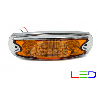 Габаритный фонарь хром, Желтый 24v 4LED NOKTA