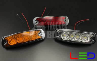 Габаритный фонарь хром, Желтый 24v 4LED NOKTA