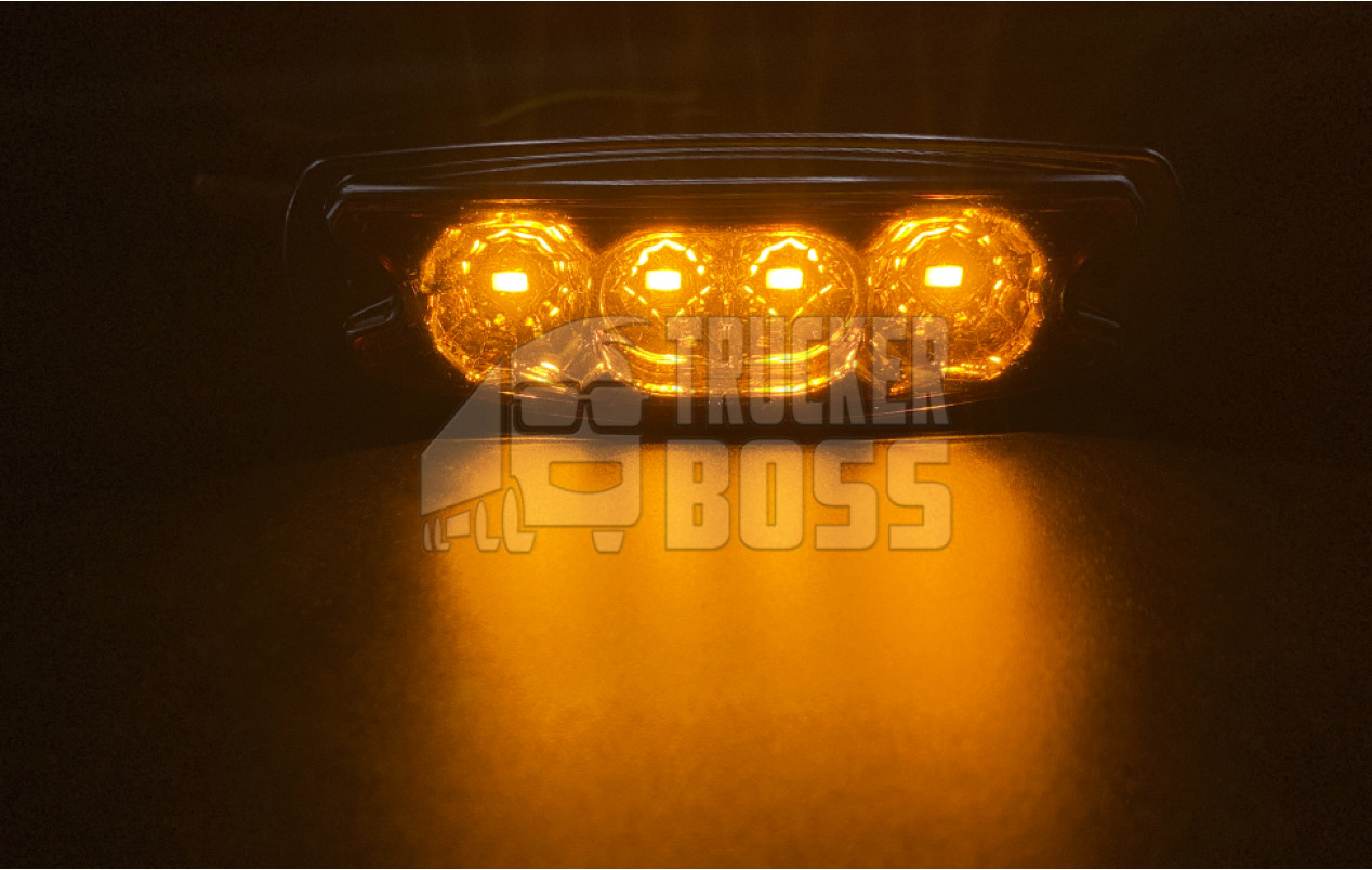 Габаритный фонарь хром, Желтый 24v 4LED NOKTA