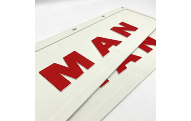 Брызговик с красной надписью "MAN" белый 600*180