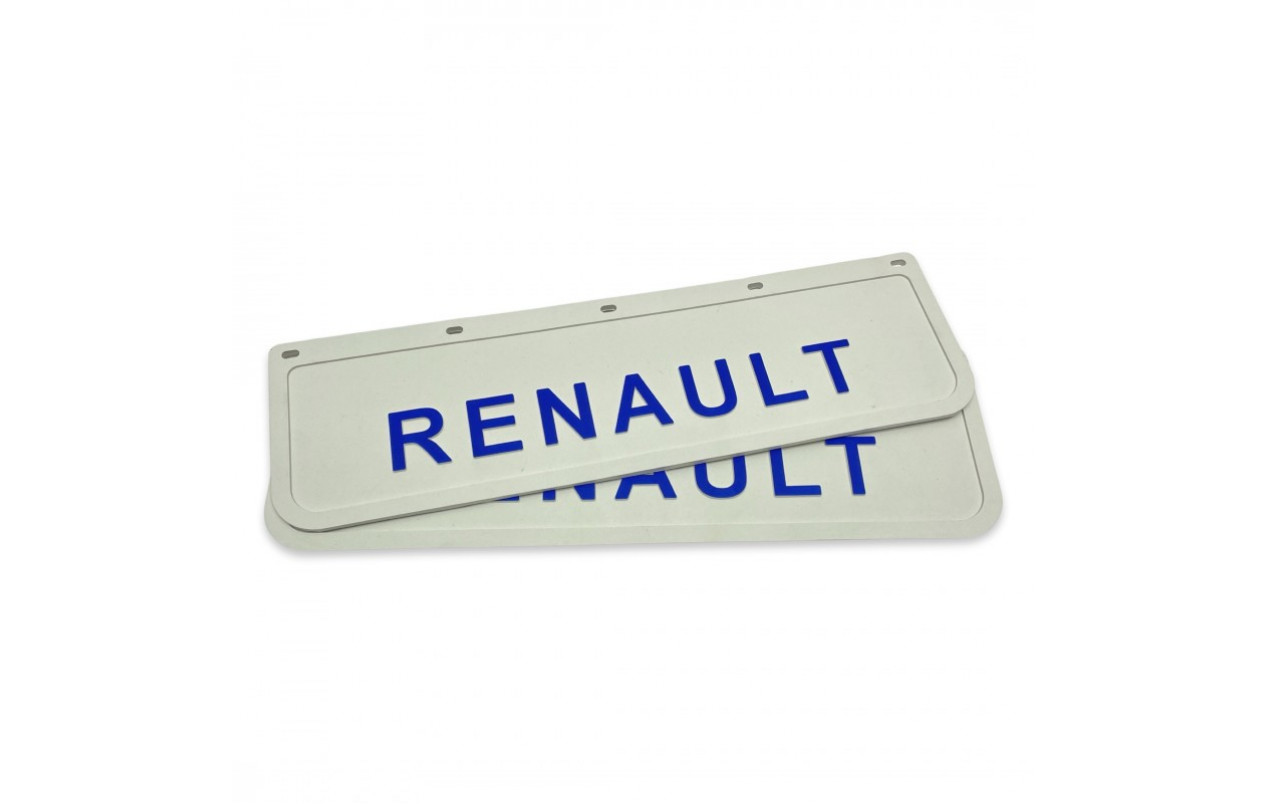 Бризковик з синім написом "RENAULT" білий 600*180