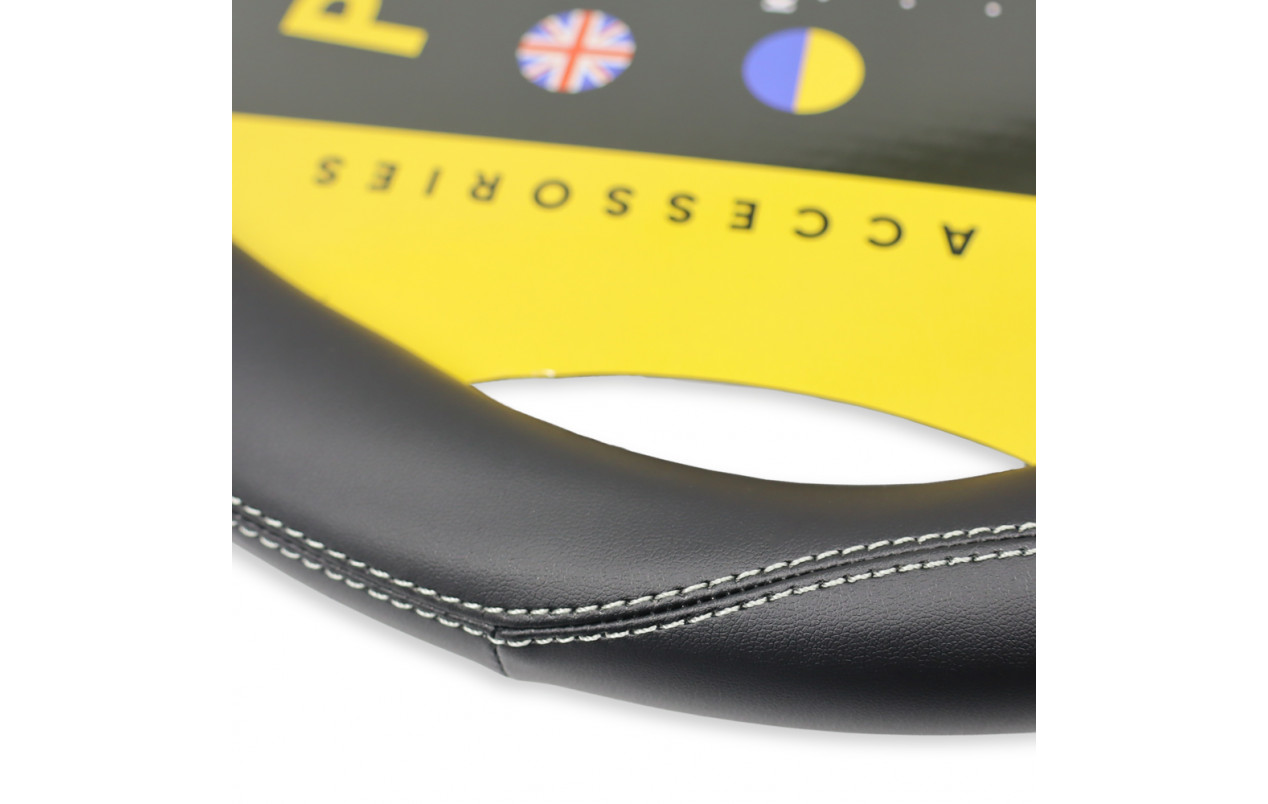 Чехол для руля эко-кожа с белой строчкой 440-460мм