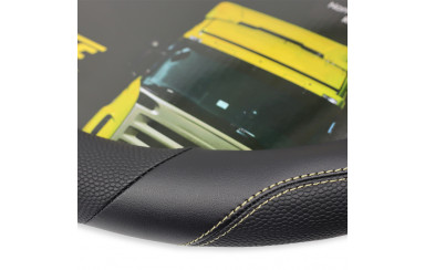 Чехол для руля эко-кожа с бежевой строчкой 440-460мм