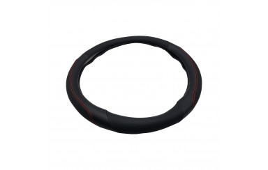 Чехол для руля эко-кожа с красной строчкой 440-460мм