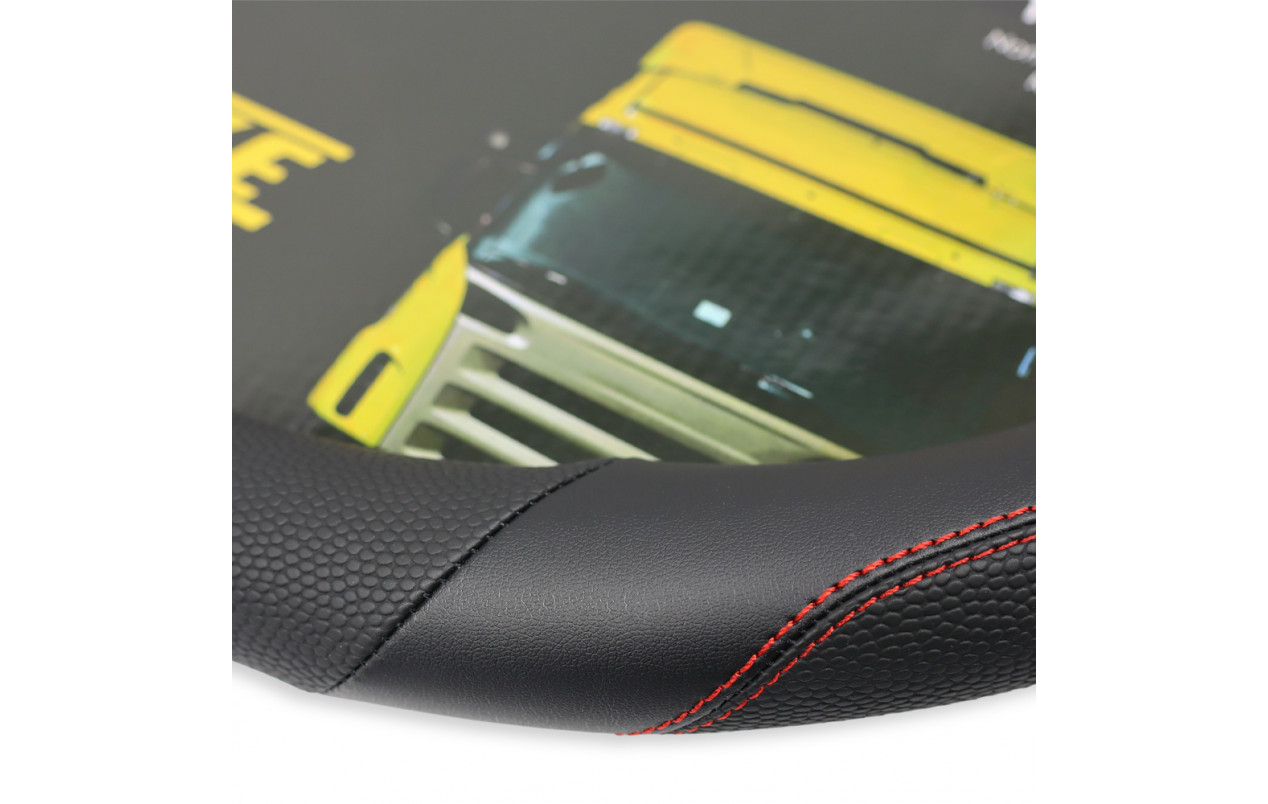 Чехол для руля эко-кожа с красной строчкой 440-460мм