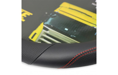 Чехол для руля эко-кожа с красной строчкой 440-460мм