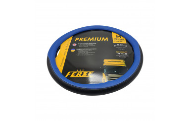 Чехол для руля эко-кожа с синей вставкой 440-460мм