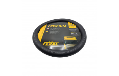 Чехол для руля эко-кожа с белой строчкой 440-460мм