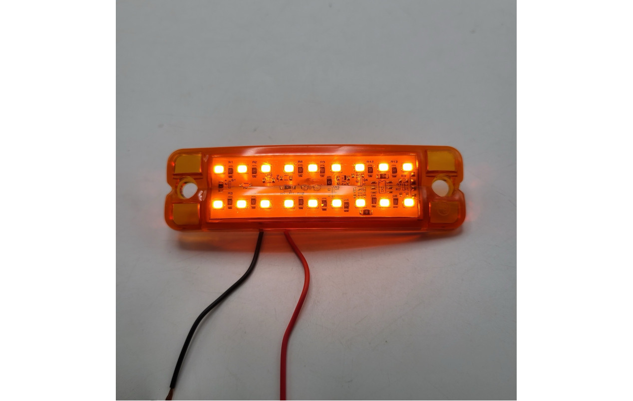 Габаритный фонарь двухрядный Желтый 12-24v 18LED TH