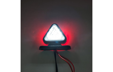 Габаритный фонарь треугольный 12-24v Красно-белый LED 6.5см