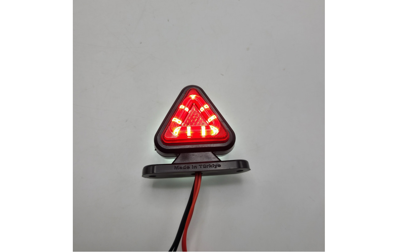 Габаритный фонарь треугольный 12-24v Красно-белый LED 6.5см