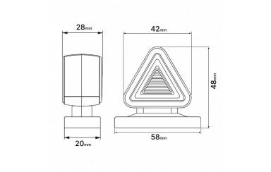 Габаритний ліхтар трикутний 12-24v Червоно-жовтий LED 5см 