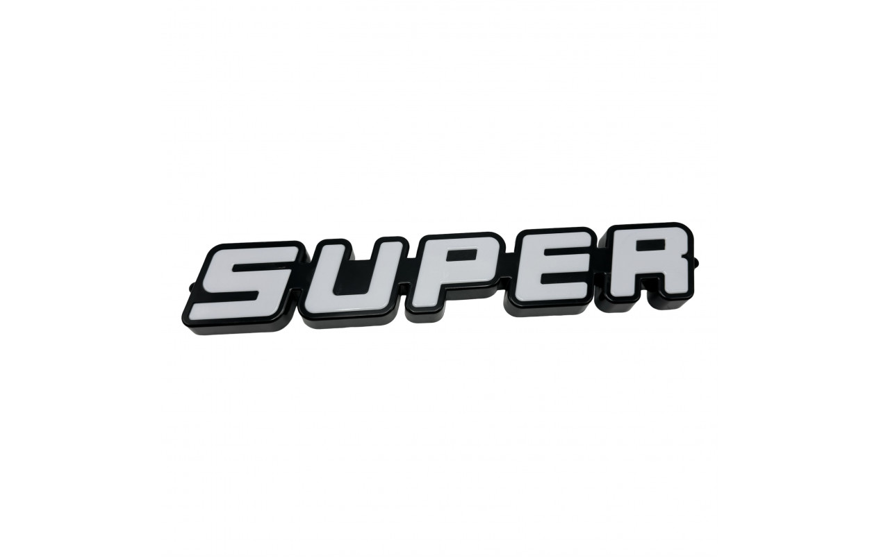 Неоновая надпись SUPER белая