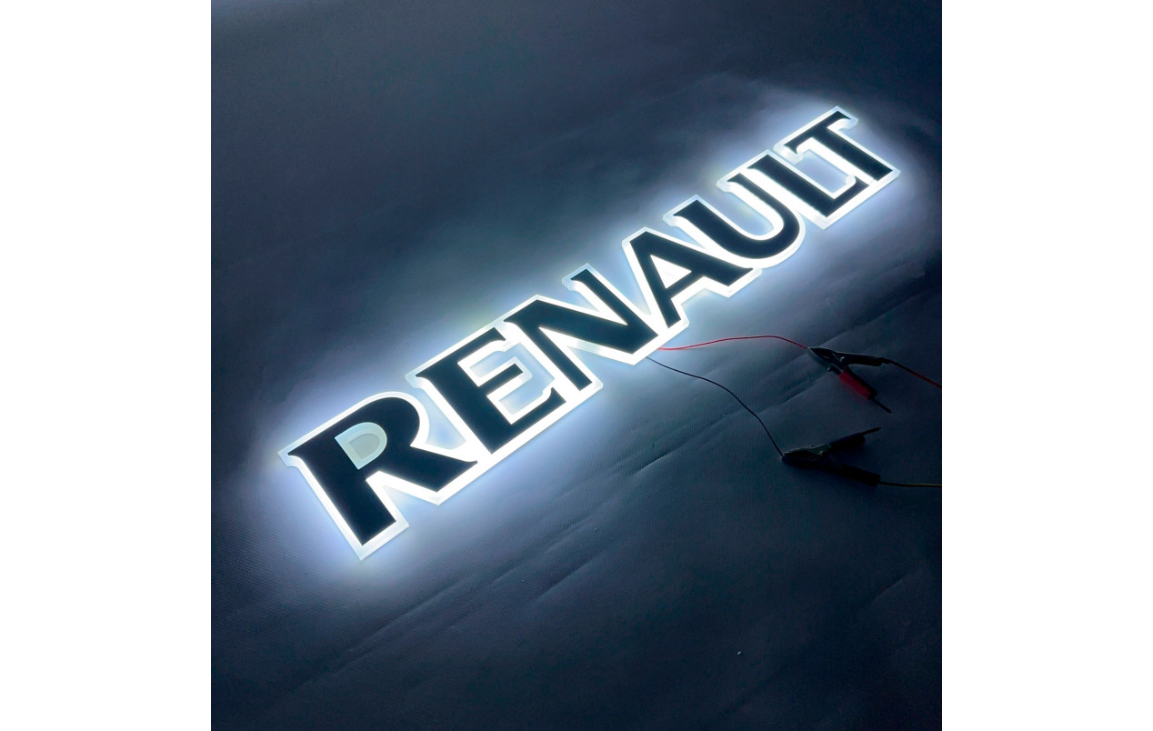 Буквы-эмблема с подсветкой на капот Renault белые