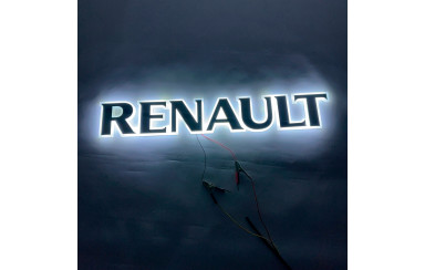 Буквы-эмблема с подсветкой на капот Renault белые