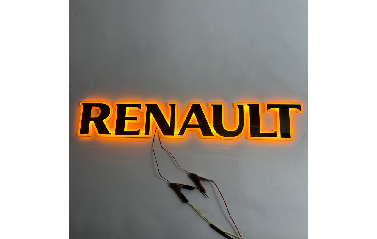 Буквы-эмблема с подсветкой на капот Renault желтые