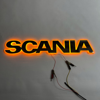 Літери емблема з підсвічуванням на капот Scania жовті