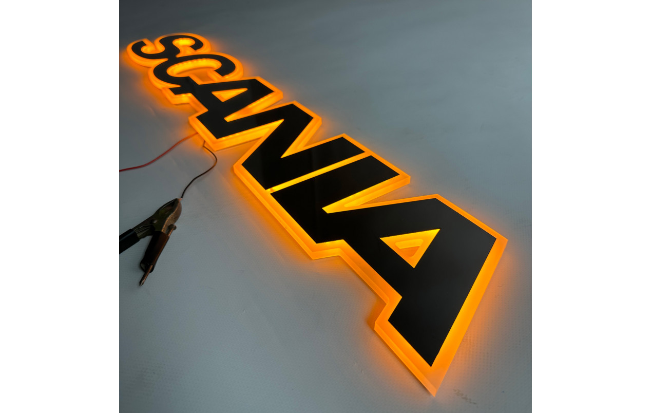 Літери емблема з підсвічуванням на капот Scania жовті