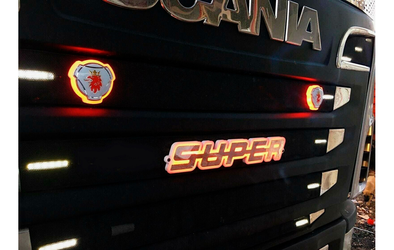 Эмблема с подсветкой SCANIA LED 001 Желтая