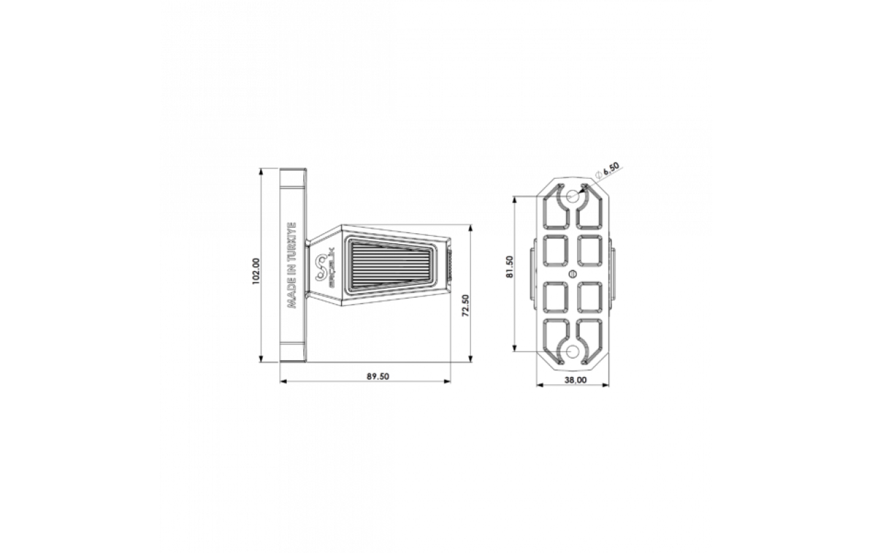 Габаритний ліхтар (Ріг) LED 12-24V 9 см Неон Ercelik