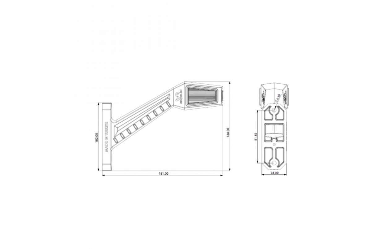 Габаритний ліхтар (Ріг) LED 12-24V 18 см Неон Ercelik
