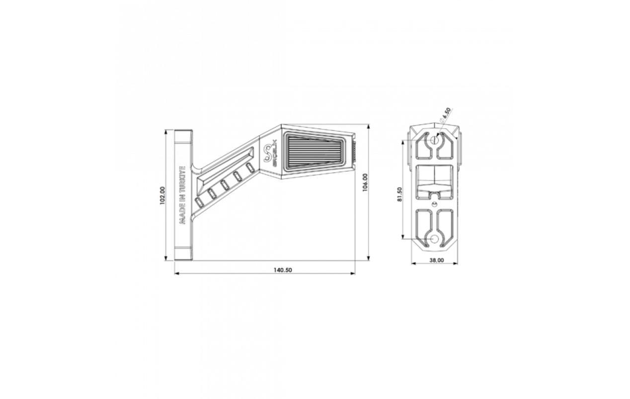 Габаритний ліхтар (Ріг) LED 12-24V 14 см Неон Ercelik
