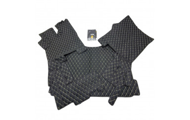 Килимок 3D Еко-шкіра DAF XF106 Автомат Чорний-бежева строчка