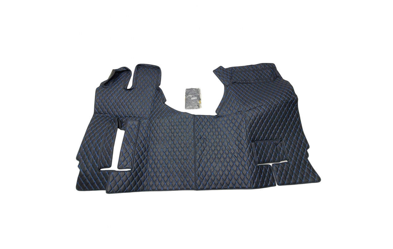 Килимок 3D Еко-шкіра MERCEDES ACTROS MP4 чорний-синя строчка