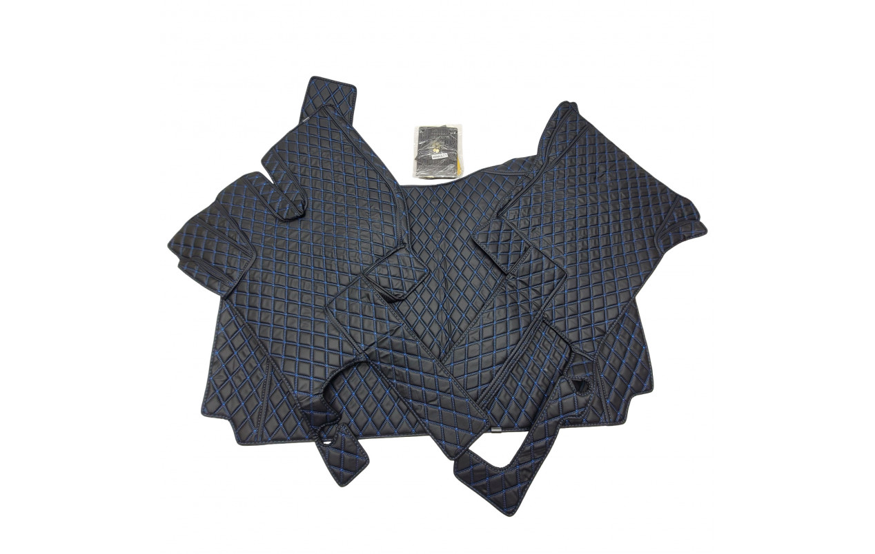 Коврик 3D Эко-кожа RENAULT-T черный-синяя строчка