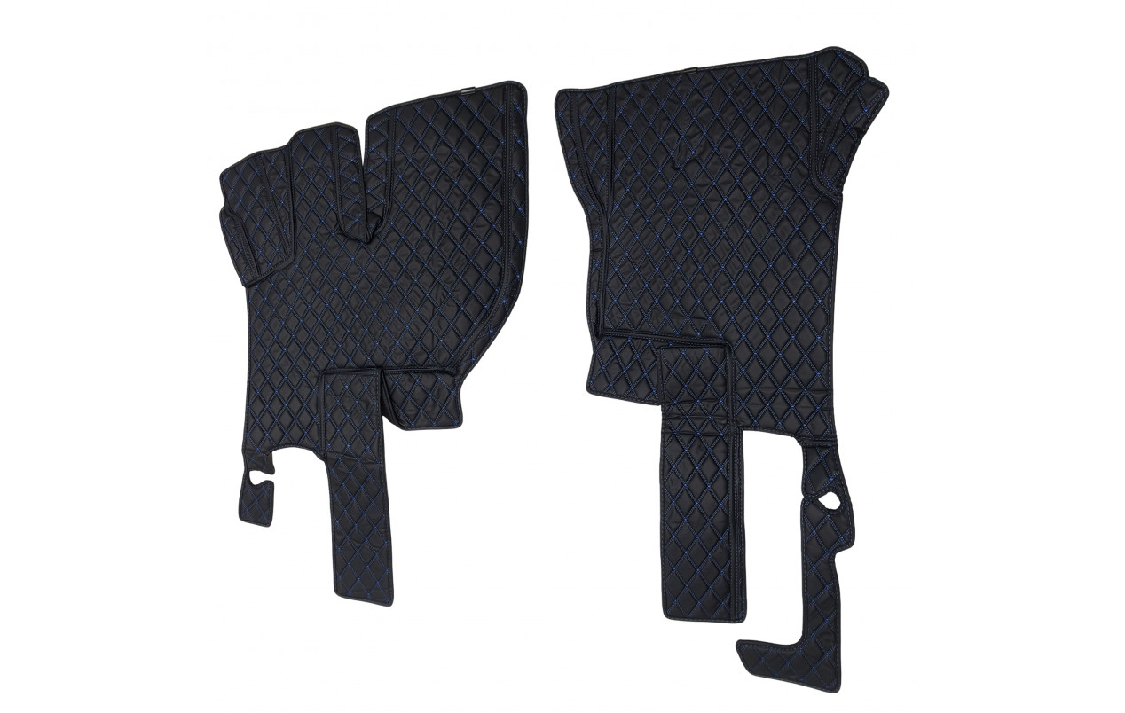 Коврик 3D Эко-кожа RENAULT-T черный-синяя строчка