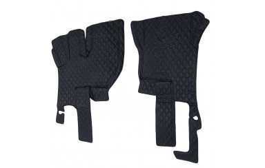 Коврик 3D Эко-кожа RENAULT-T черный-синяя строчка