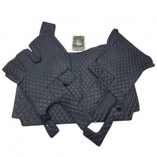 Коврик 3D Эко-кожа RENAULT-T черный-синяя строчка