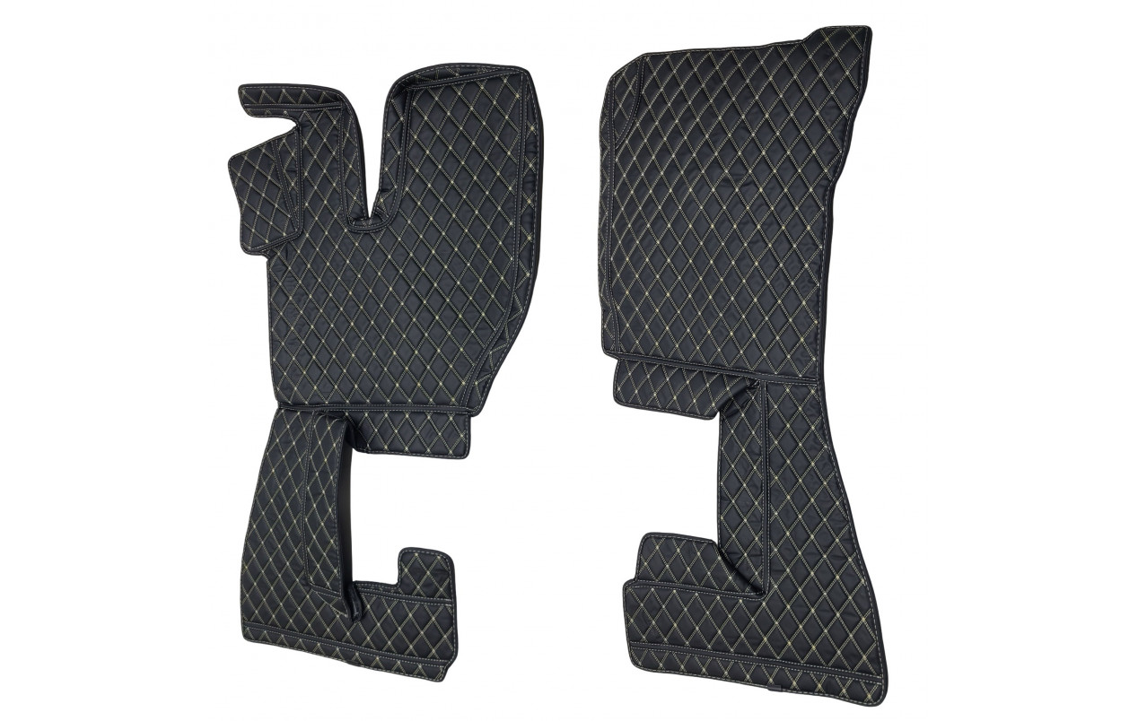 Килимок 3Д Еко-шкіра VOLVO FH 2002 -2008 чорний-бежева строчка