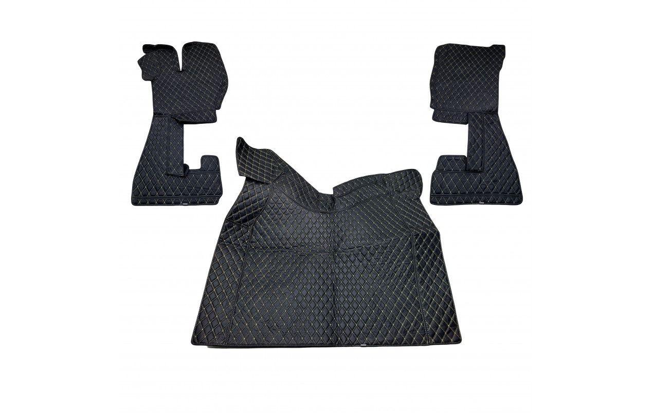 Килимок 3Д Еко-шкіра VOLVO FH 2002 -2008 чорний-бежева строчка