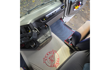 Коврик 3D Экокожа SCANIA R c 2017; АКПП, Серо-бежевый